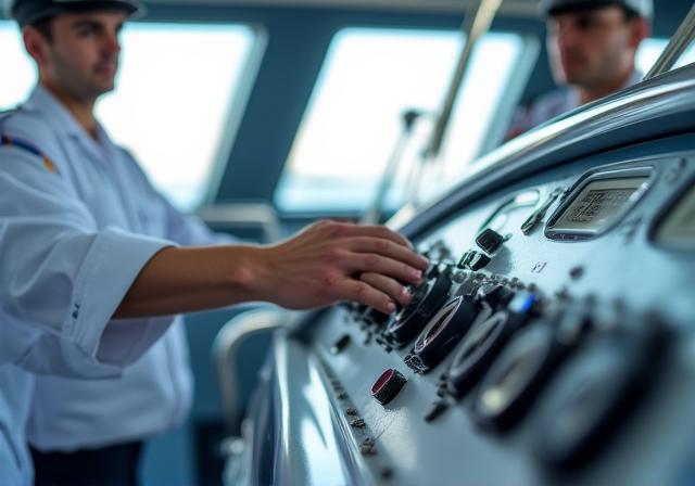 Professionelles Personal bei der Wartung einer Yacht