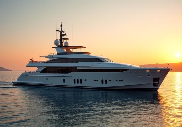 Luxusyacht im Abendlicht
